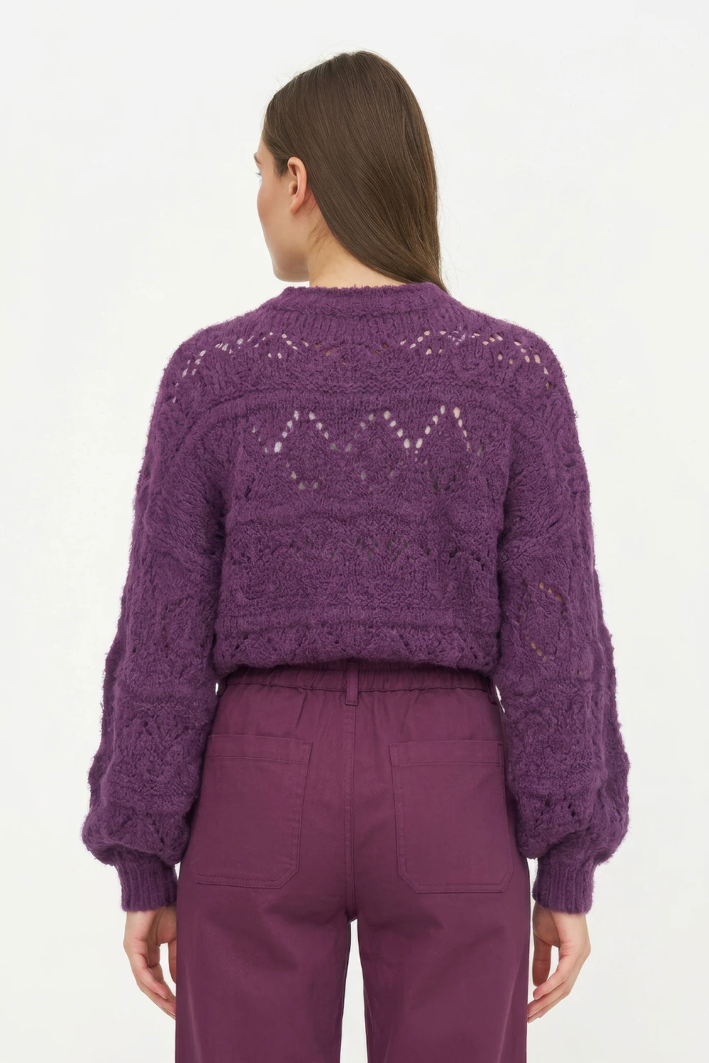 M (Made in Italy) sweater, open crochet (2 colors) 33-21629Z