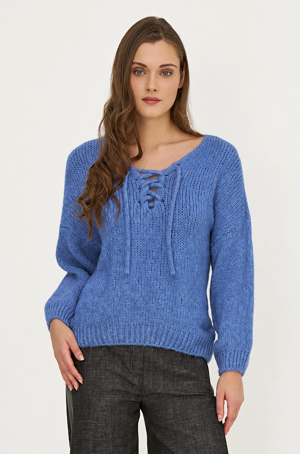 M (Made in Italy) sweater, drawstring henley 33-2570Z