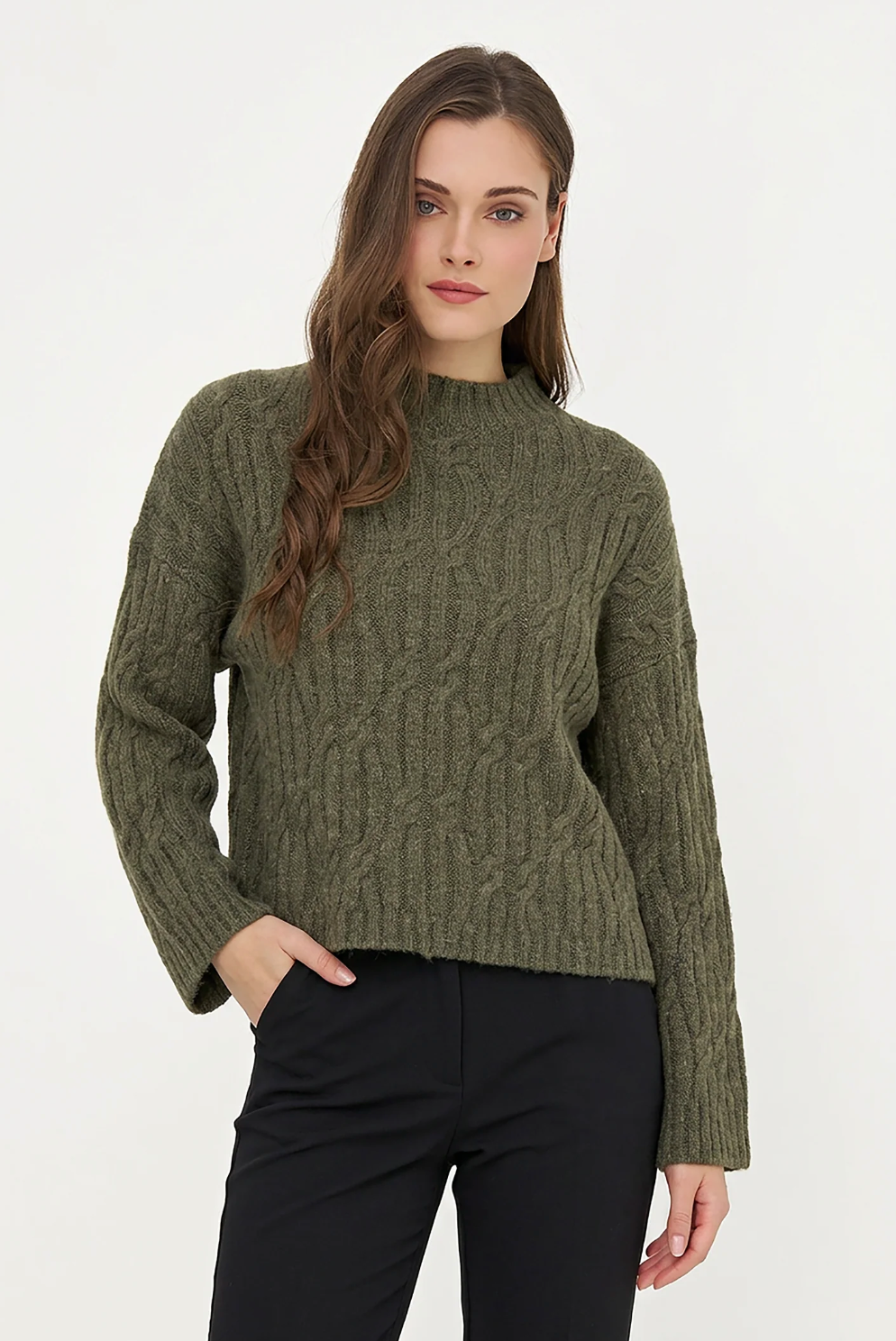 M (Made in Italy) sweater, cable crewneck 33-A3220Z