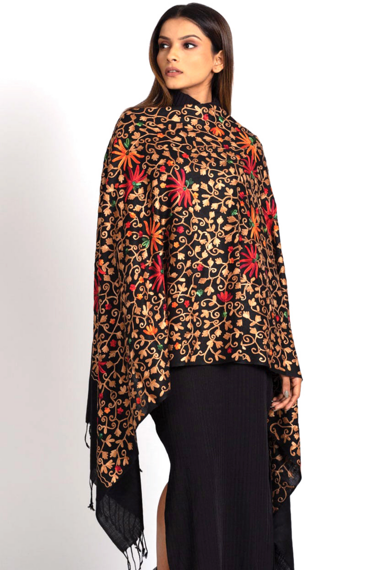 Sevya Kamal shawl, embroidered wool