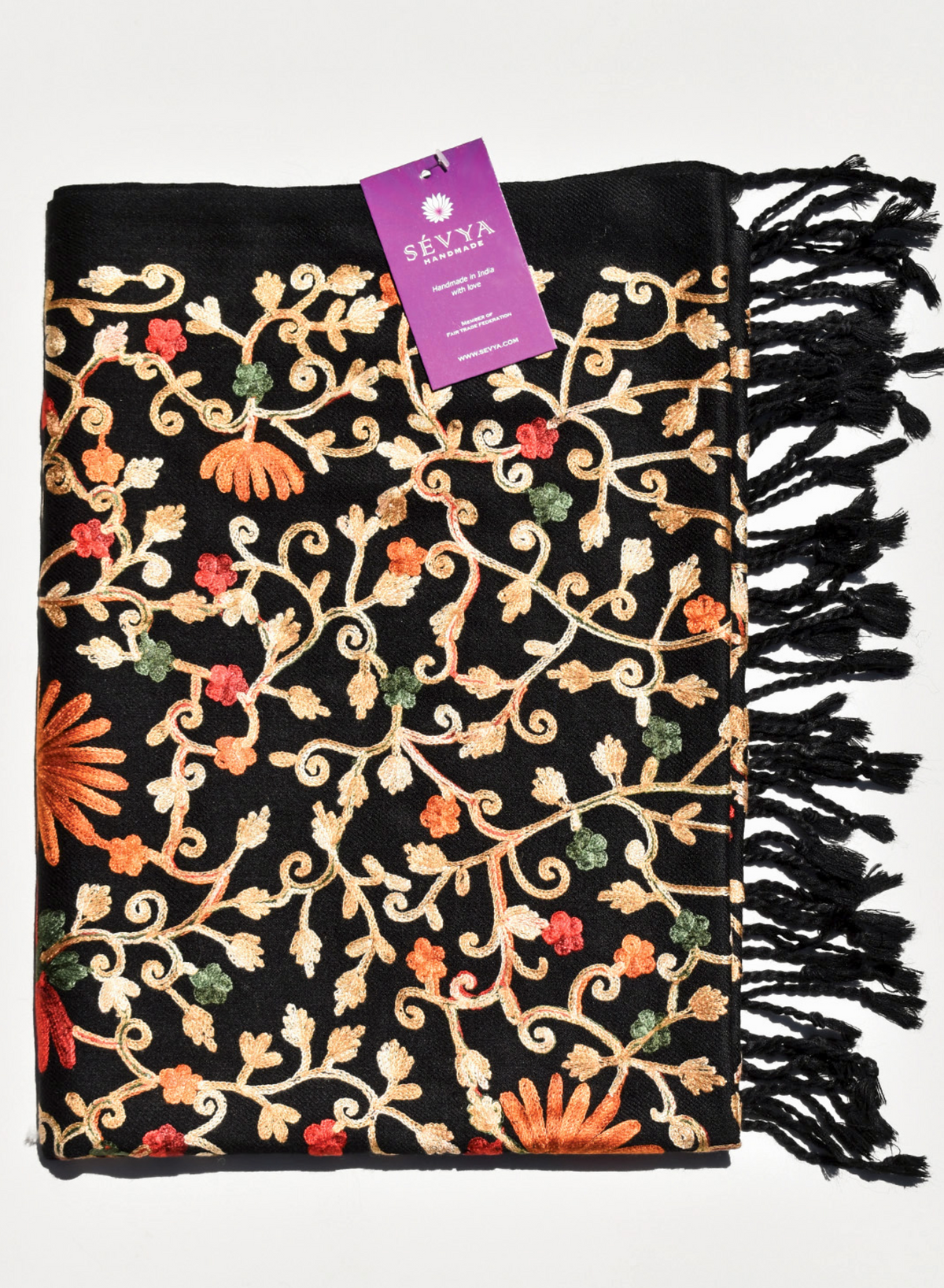 Sevya Kamal shawl, embroidered wool