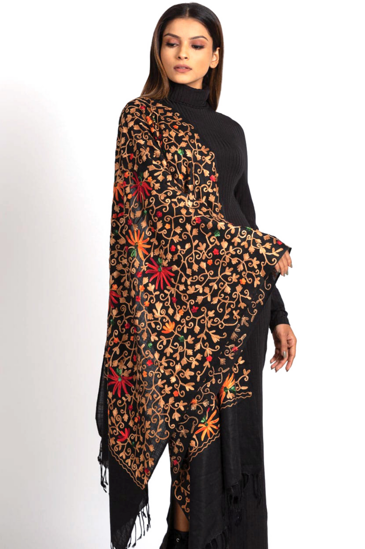 Sevya Kamal shawl, embroidered wool