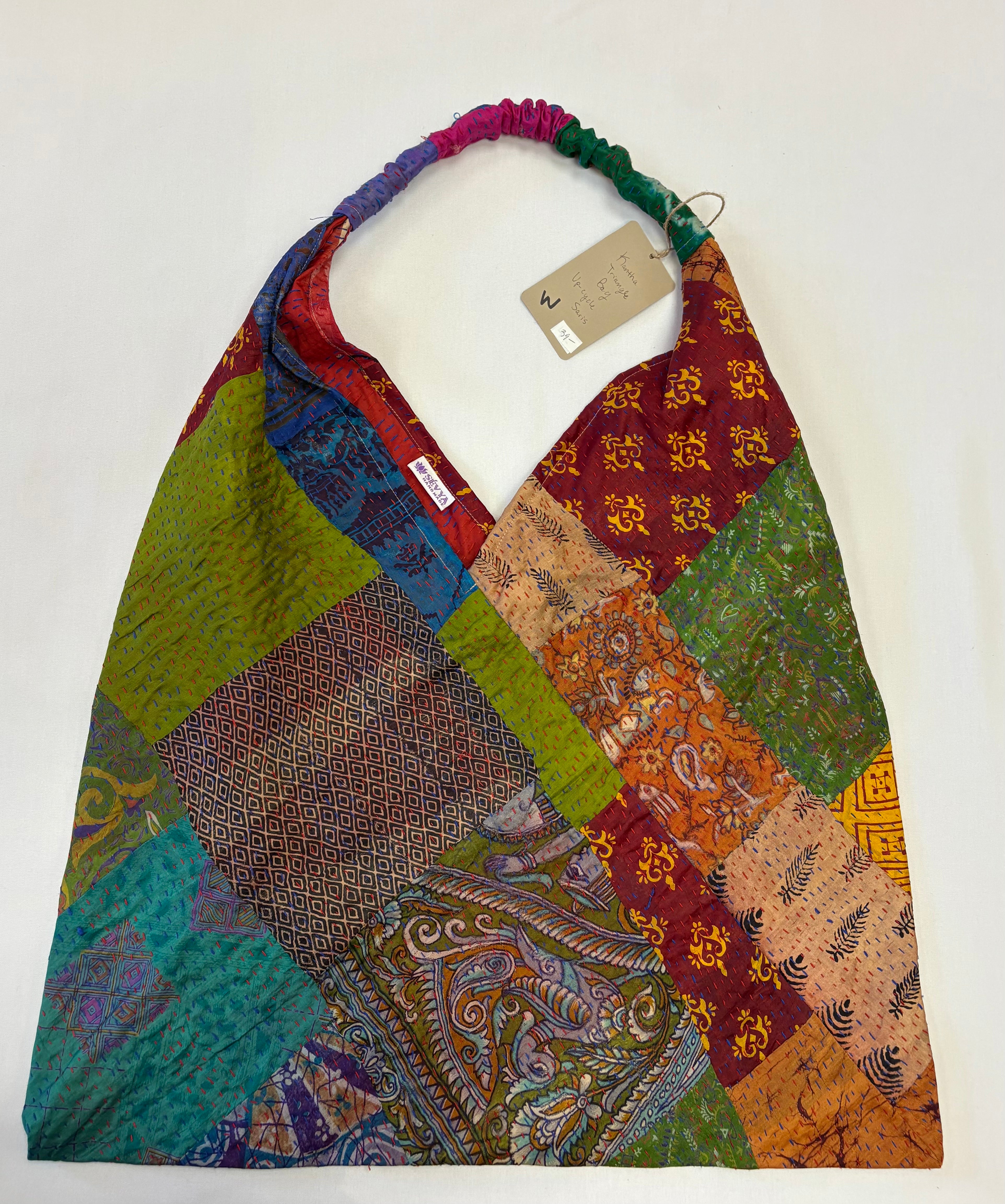 Sevya Kantha purse, silk triangle shoulder bag