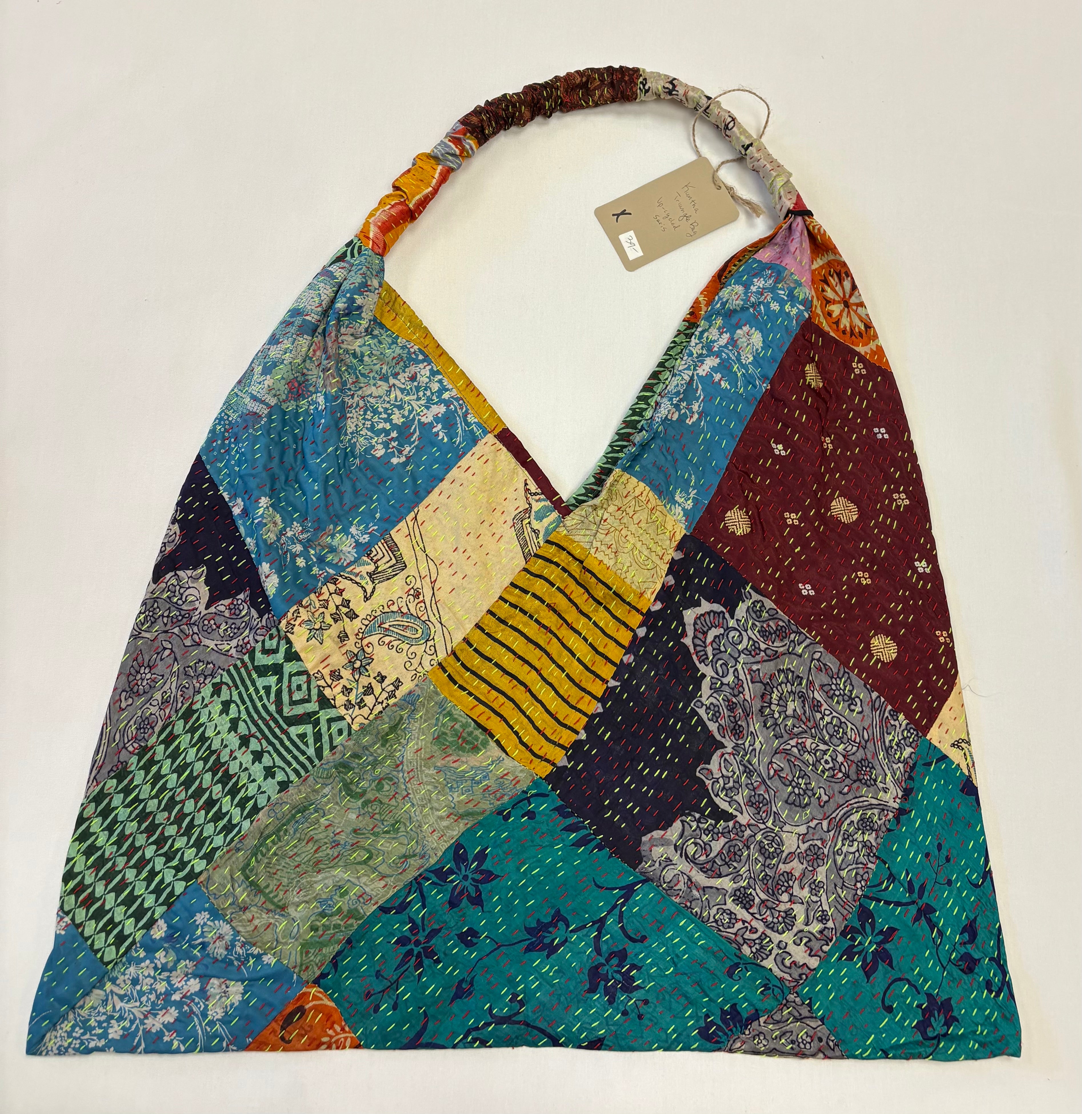 Sevya Kantha purse, silk triangle shoulder bag