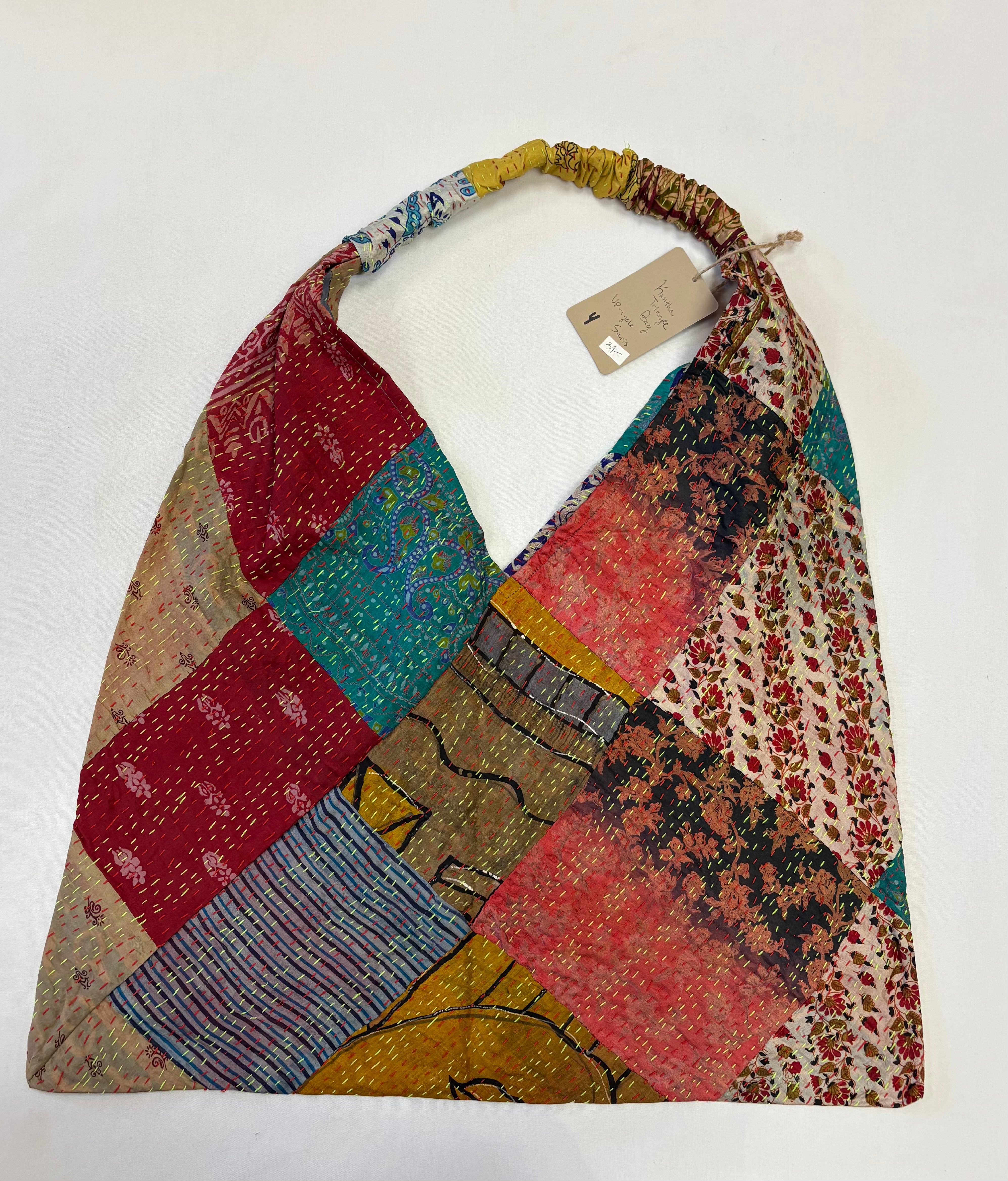 Sevya Kantha purse, silk triangle shoulder bag
