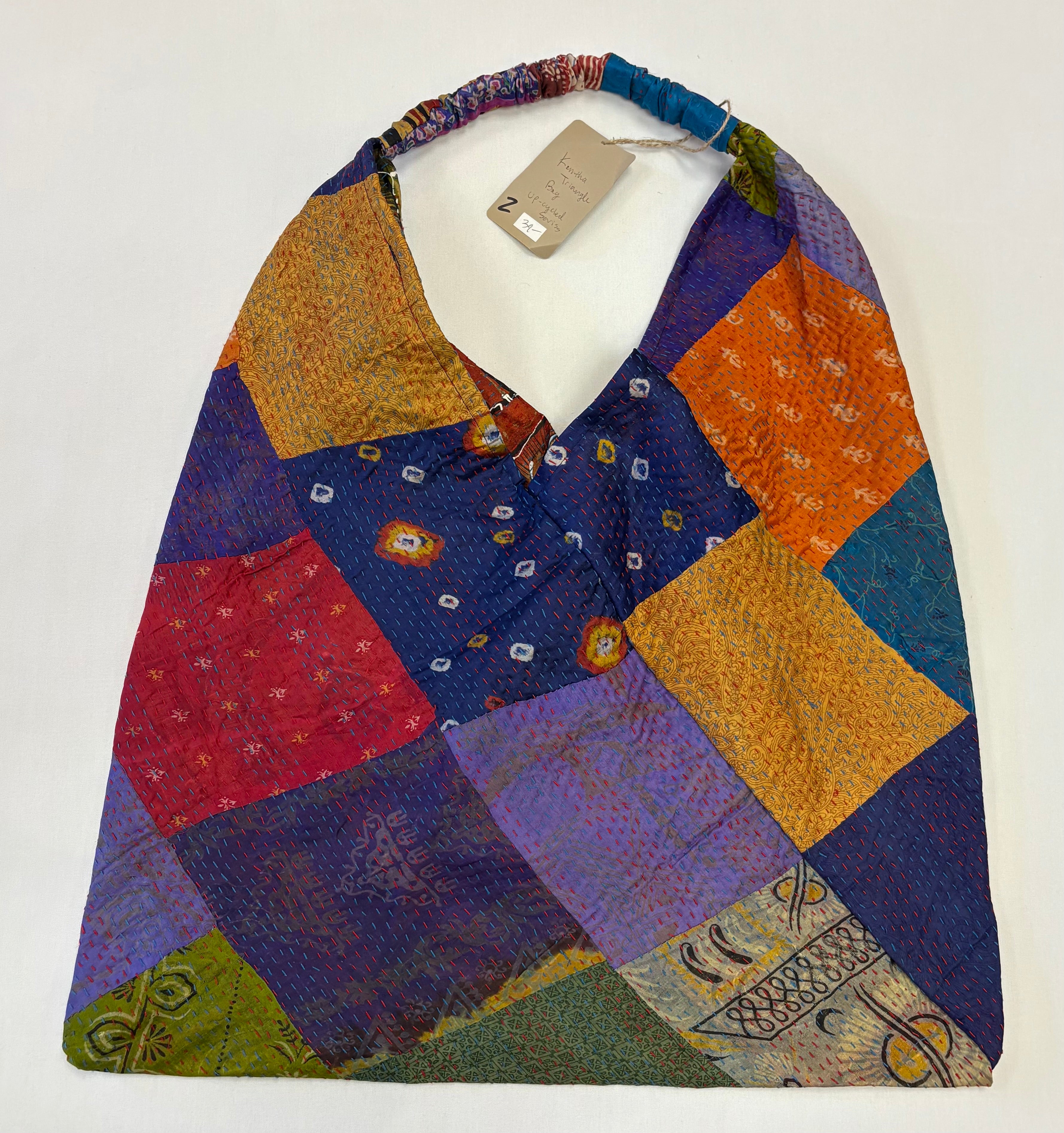 Sevya Kantha purse, silk triangle shoulder bag