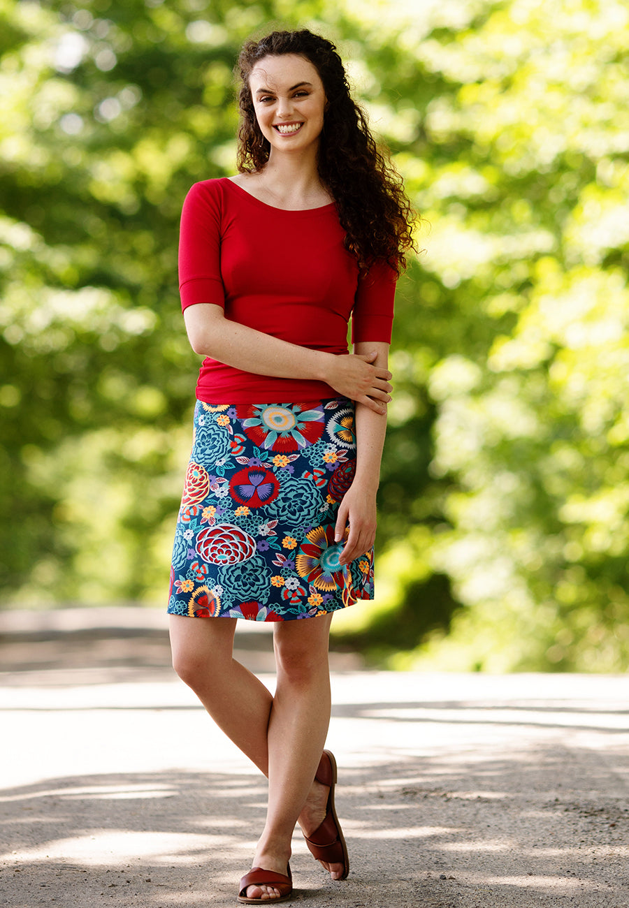 Salaam flippy skirt, bold floral