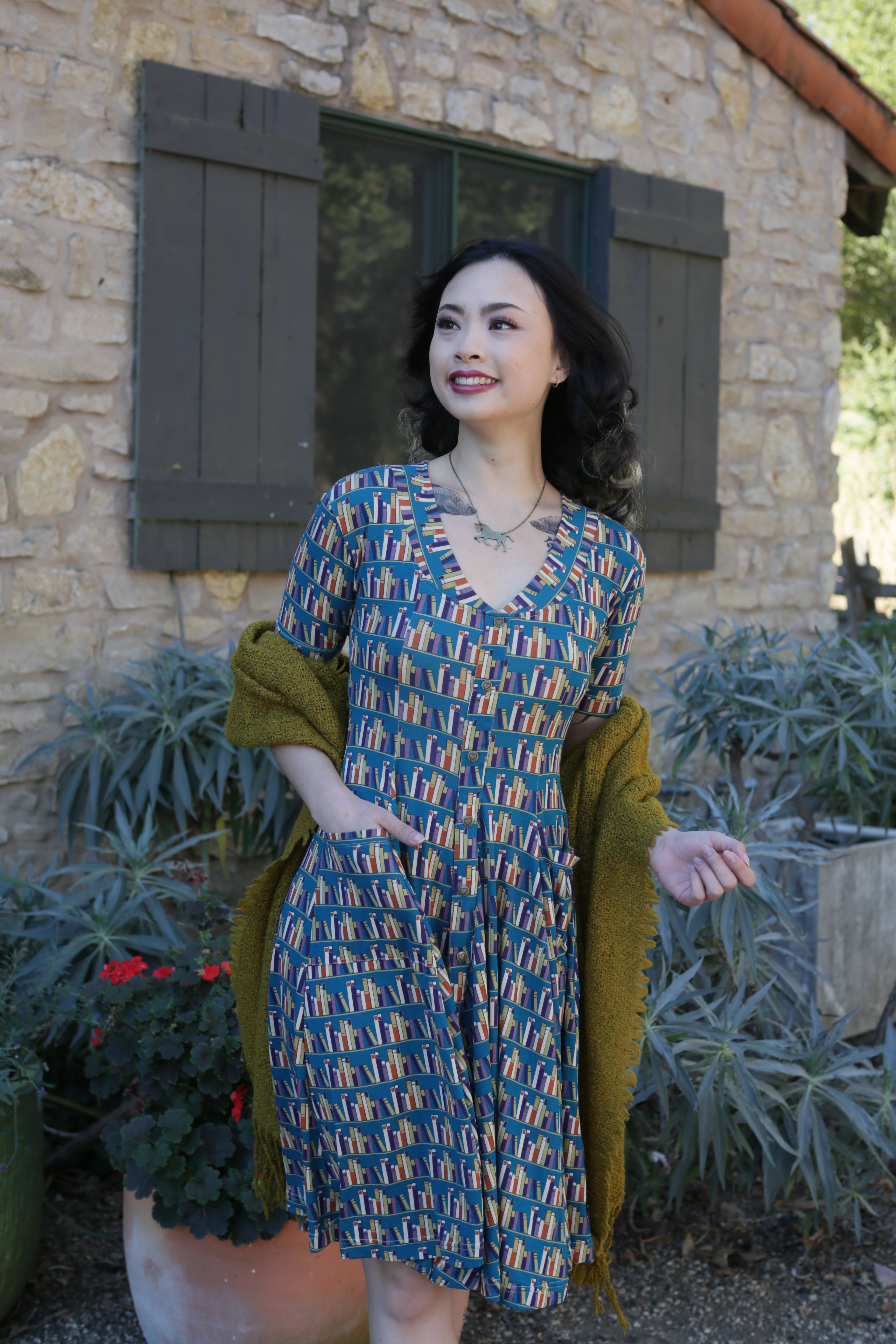 Effie's Heart Literature dress, Library print