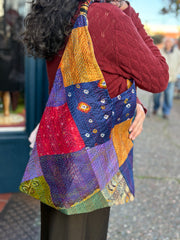 Sevya Kantha purse, silk triangle shoulder bag