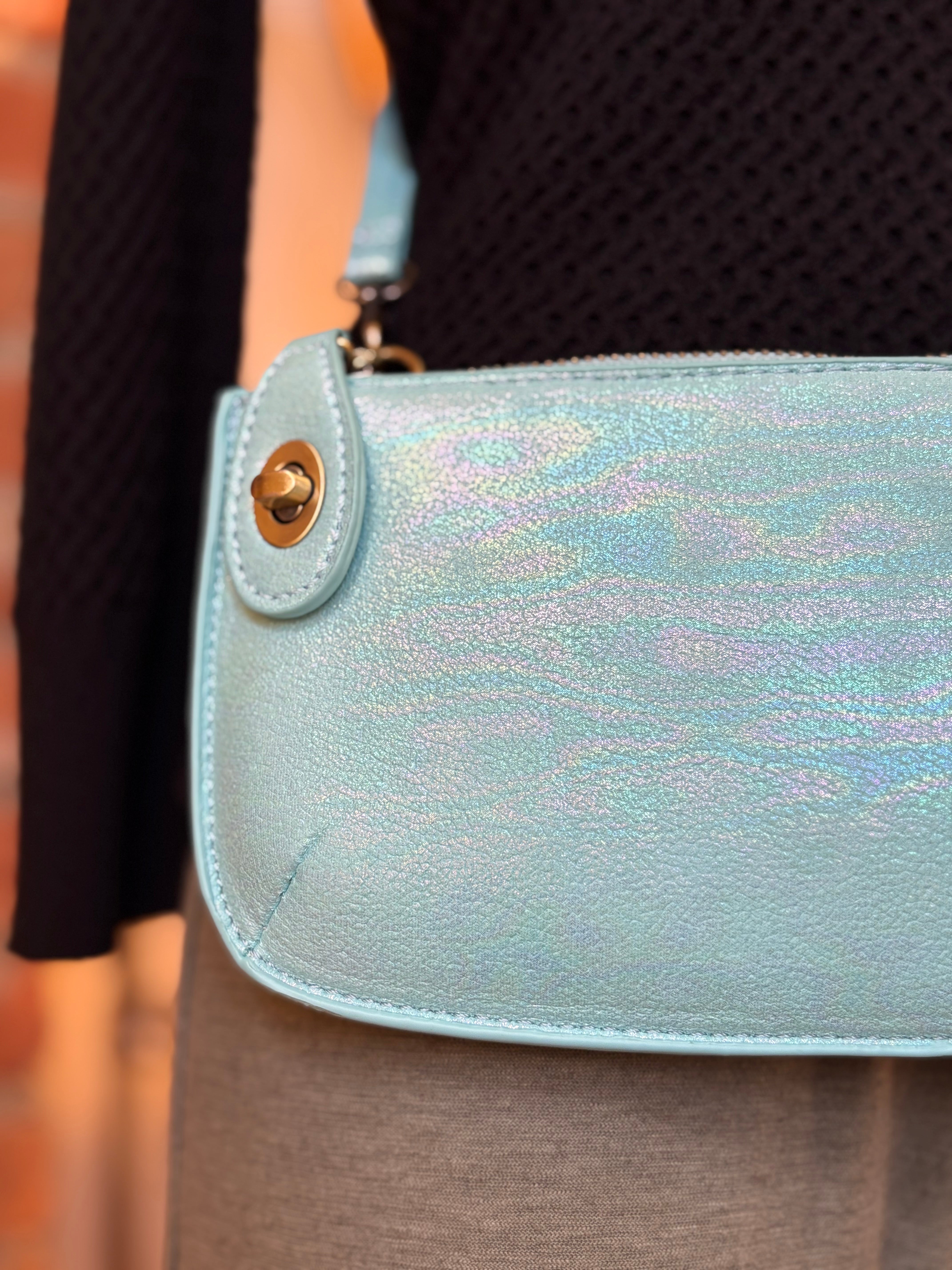 Joy Susan Holographic Mini wristlet crossbody clutch