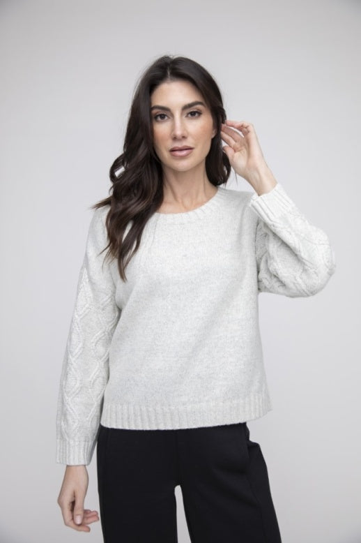 Liv by Habitat sweater 210769, snow bunny cable sleeve crew (2 colors)