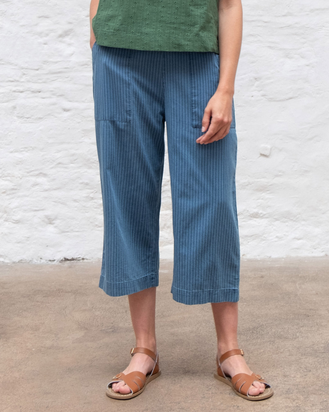 Bibico Anna pants, striped denim culottes SALE Sizes L, XL