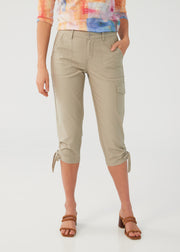 FDJ Pantalón capri Olivia 2307383, lona elástica fruncida