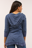 Caite Greta hoodie, embroidered 3/4 sleeve