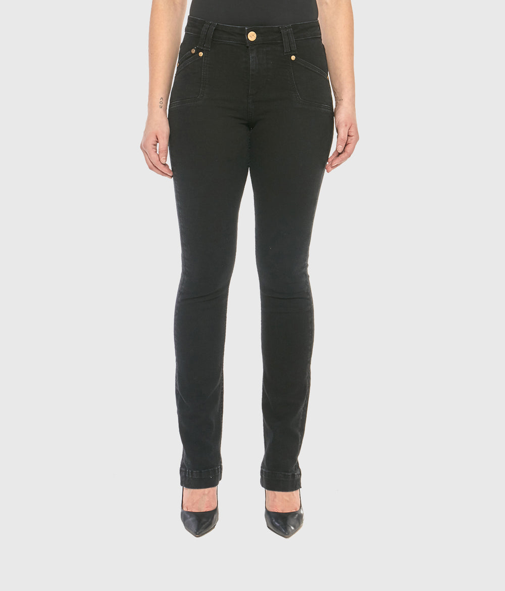 Lola Kristine jeans, mid-rise straight rugged-black wash