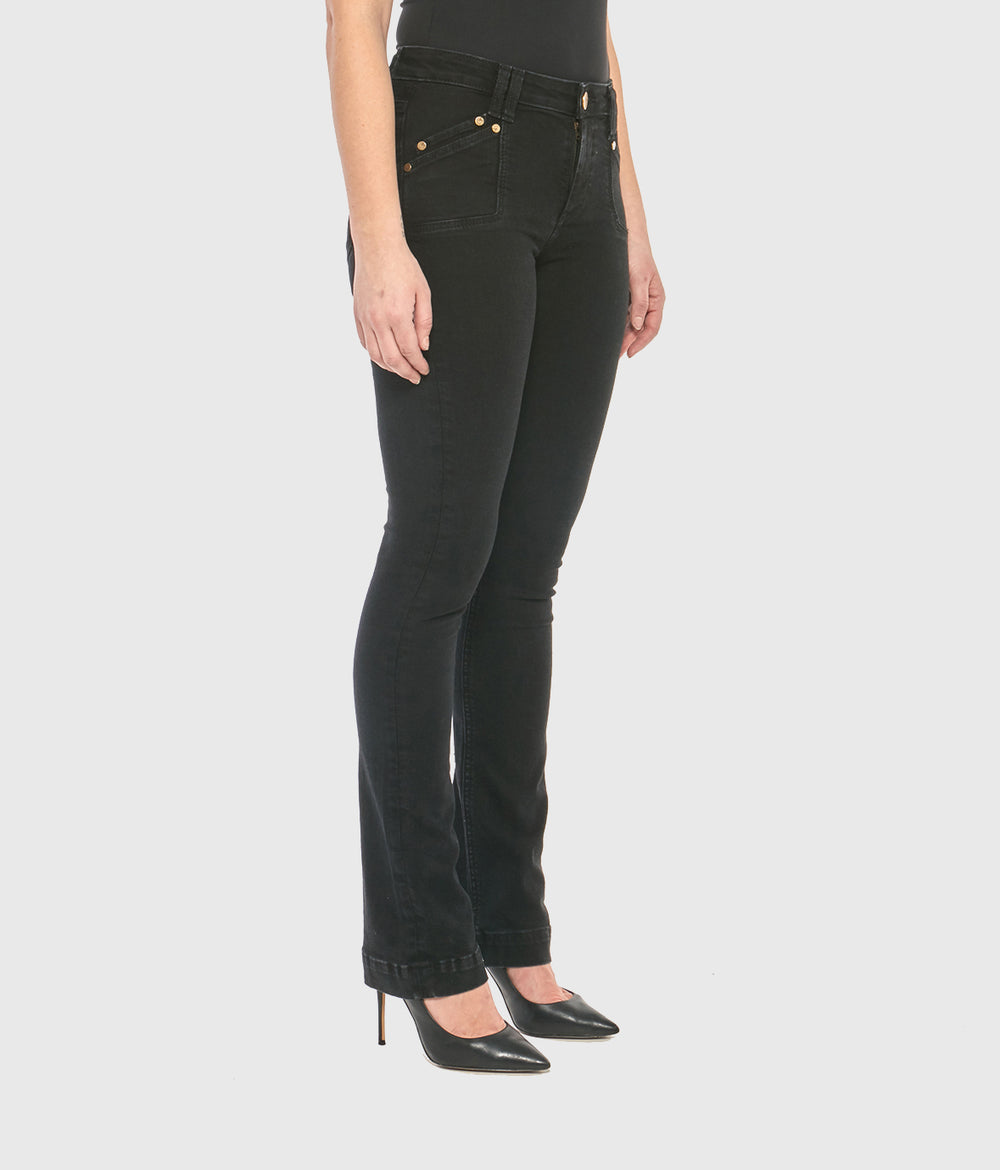 Lola Kristine jeans, mid-rise straight rugged-black wash