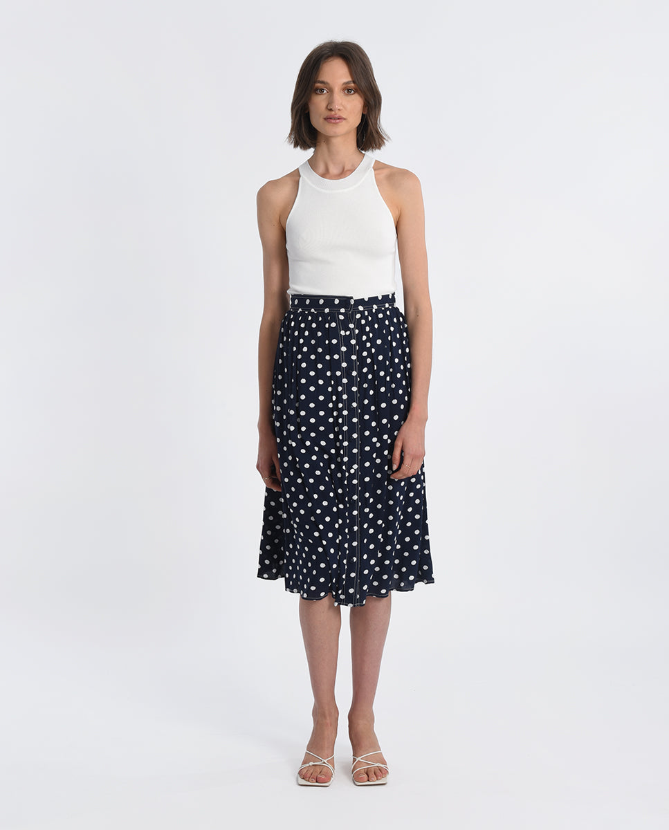 Molly Bracken skirt LAR195, polka dot midi SALE Size S