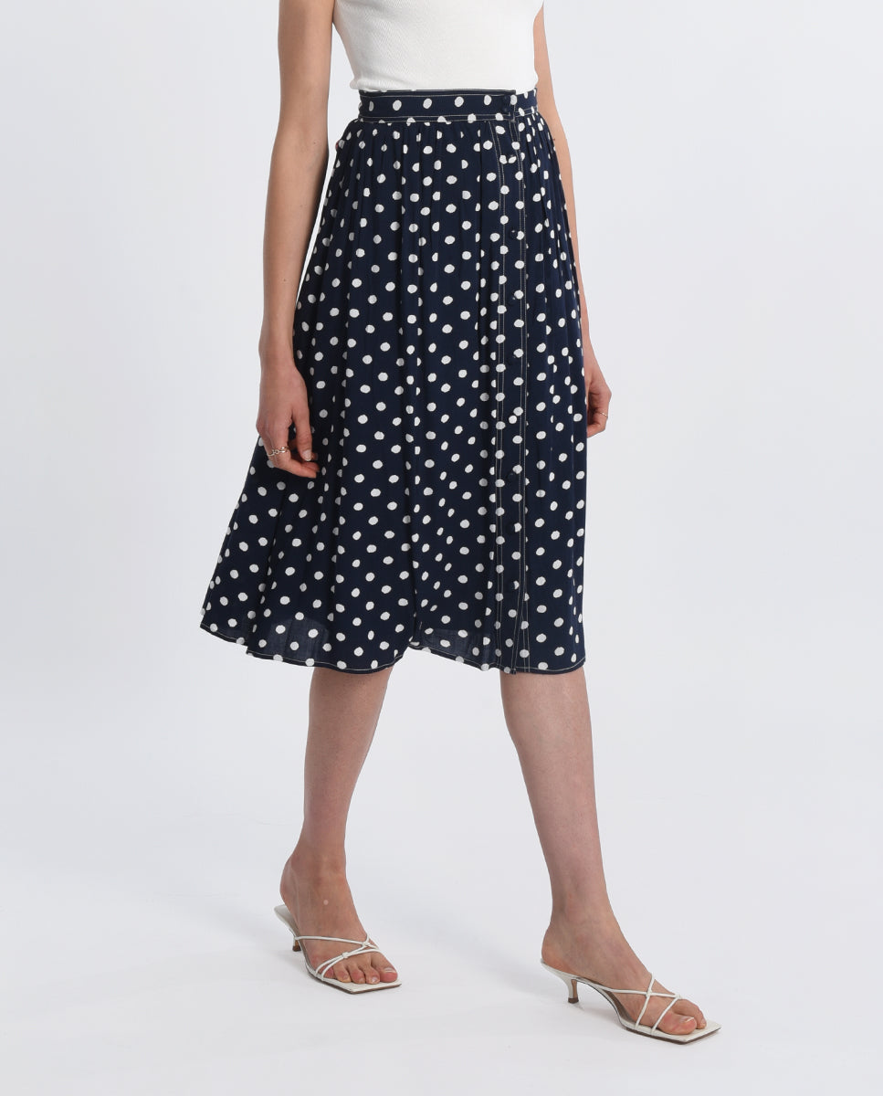 Molly Bracken skirt LAR195, polka dot midi SALE Size S