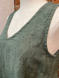 Camiseta sin mangas suelta, lino fluido rayado (3 colores)