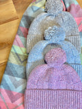 Fraas hat 067430, grid knit hat pompom (2 colors)