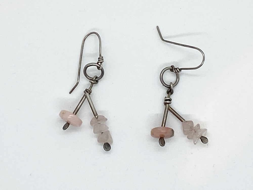 Erin Austin earrings, #188 Branch rose quartz