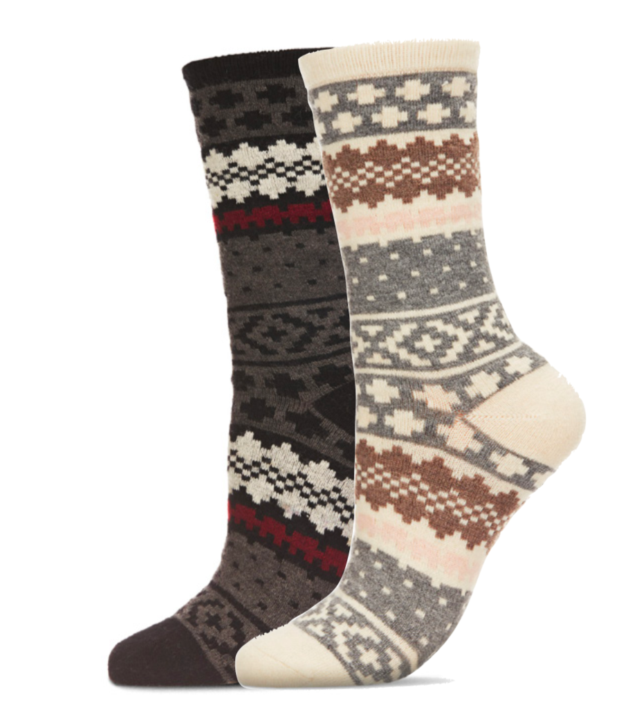 MeMoi socks, winter Fairisle cashmere-blend crew