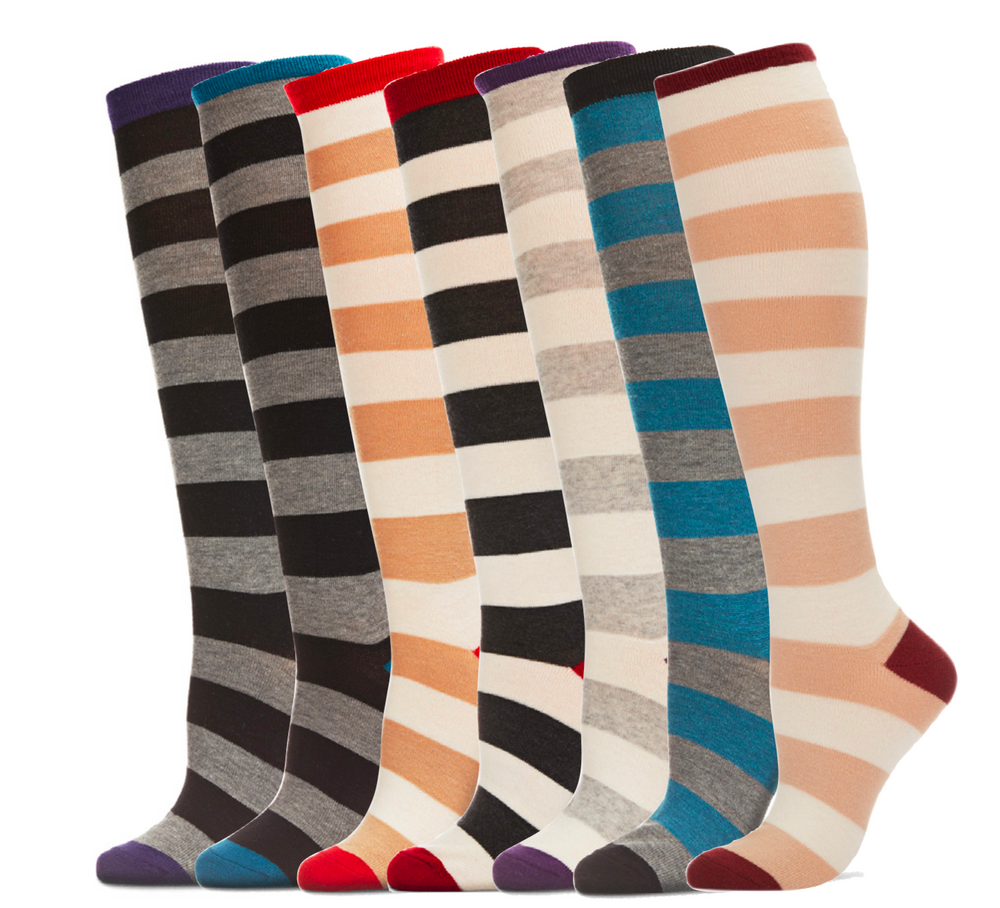 MeMoi socks, striped cashmere-blend knee-high