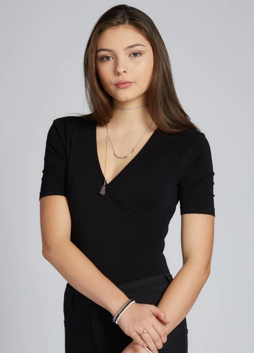 C'est Moi bodysuit, bamboo short-sleeve wrap