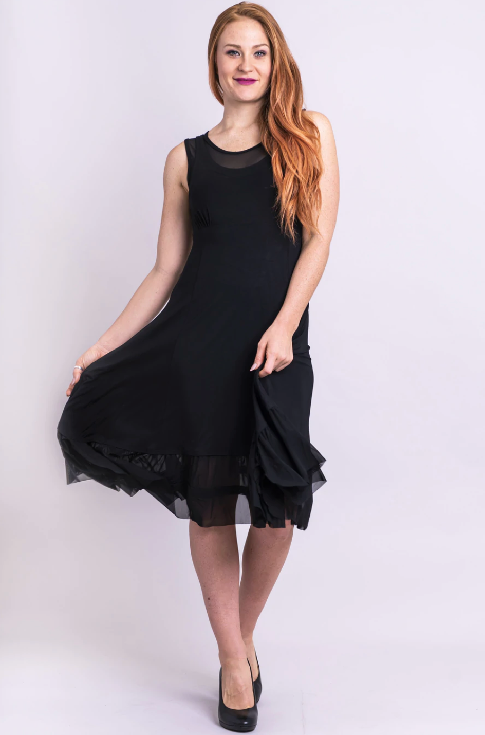 Vestido Blue Sky Danube, borde con volantes liso (3 colores)