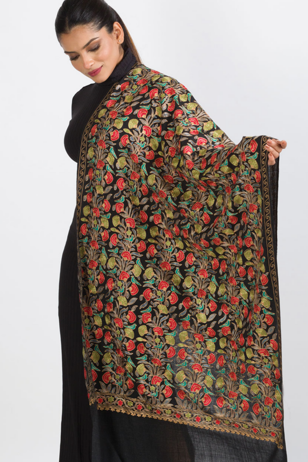 Sevya Veena shawl, embroidered