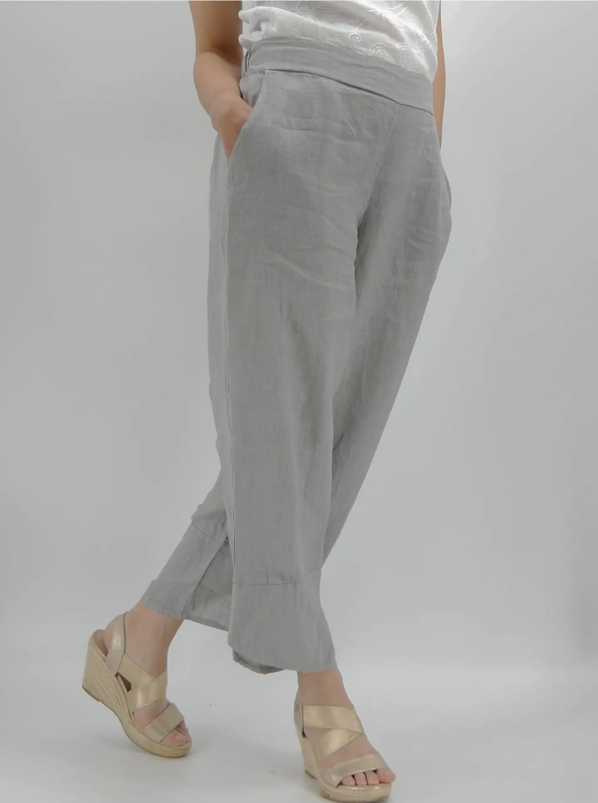 Luca Vanucci pant 1464, cropped smooth-front linen