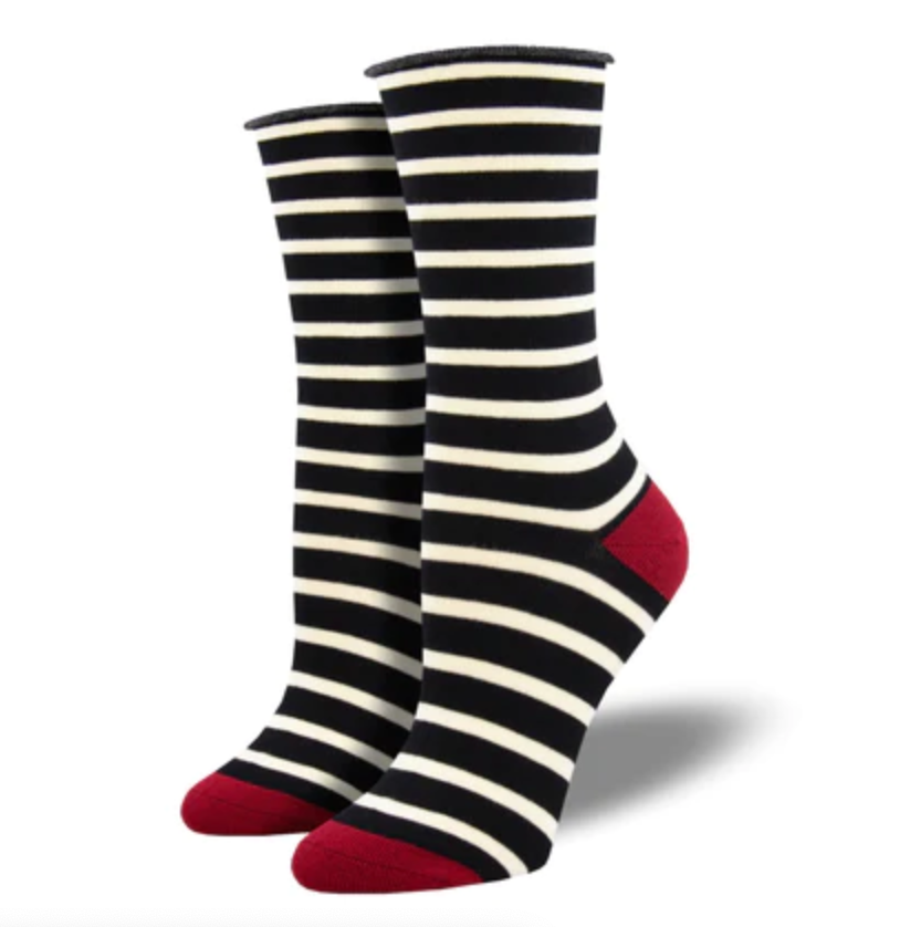 Socksmith bamboo crew, sailor stripe women's sizing (6 colors)