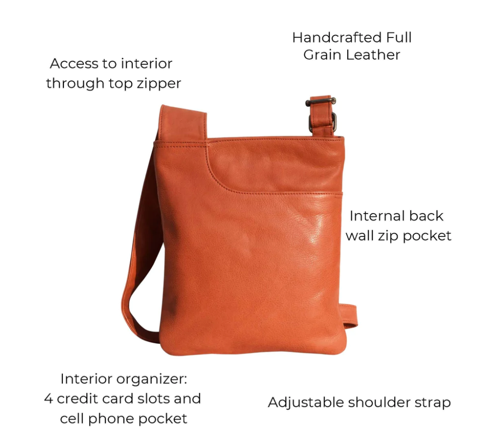 Monedero de piel Latico, bandolera Athena (5 colores)