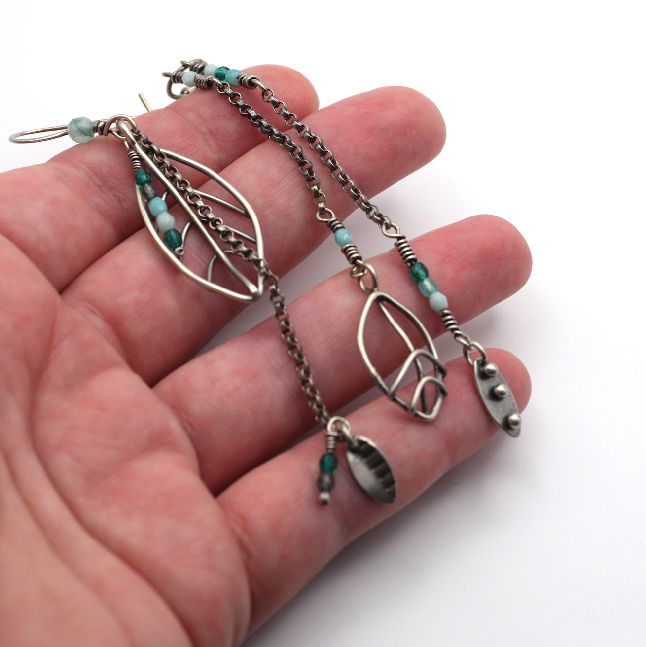 Erin Austin earrings, #16 aqua shoulder dusters