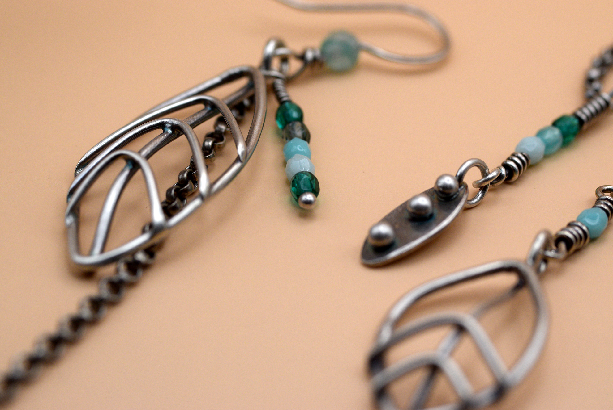 Erin Austin earrings, #16 aqua shoulder dusters