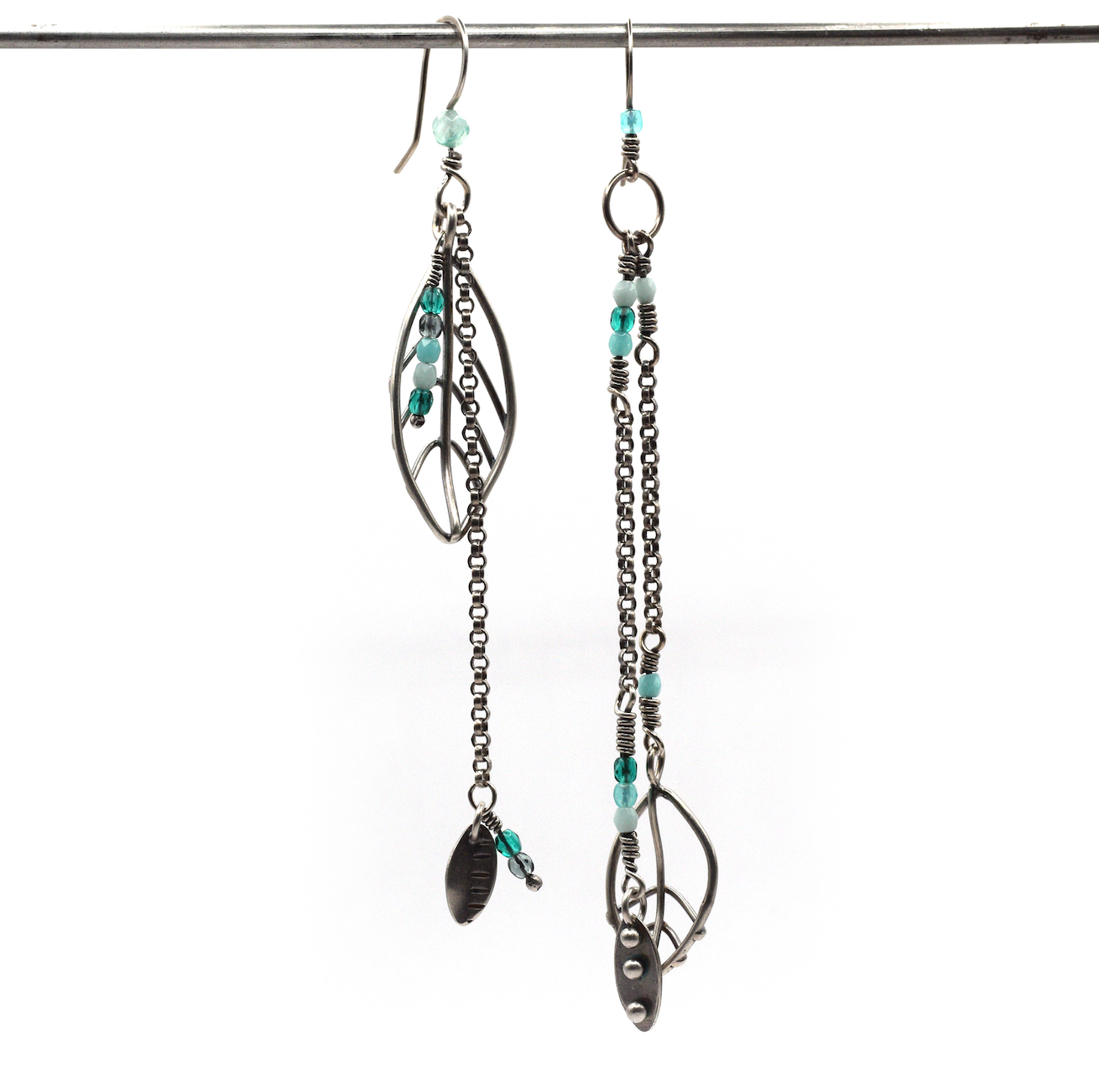 Erin Austin earrings, #16 aqua shoulder dusters